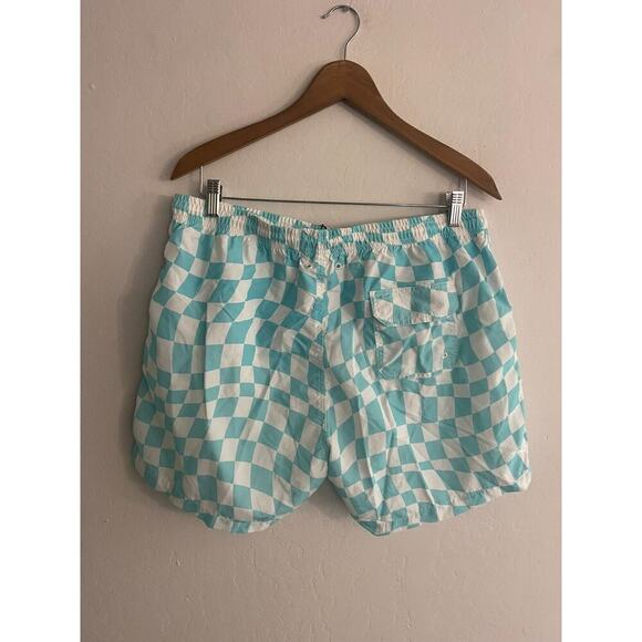 Solid & Striped XL Shorts Checkered Swim Trunks Aqua White Bloomies NEW $125 - Picture 6 of 7